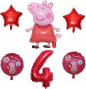 Peppa Pig folie ballonen 6 stuks Decoratie Kinderen Verjaardag Ballon Nummer 4