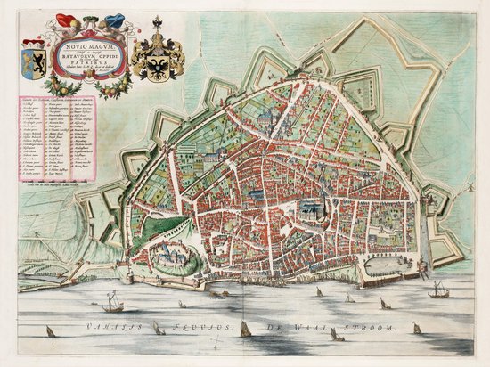 Poster Historische Oude Kaart Nijmegen 30x40 - Stadsplattegrond - Gelderland - 1649  Plattegrond