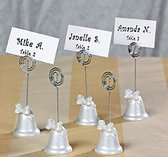 6X keramiek plaatskaarthouders Ivory Wedding Bell - weddingbeel - kerstklok - plaatskaart - fotohouder