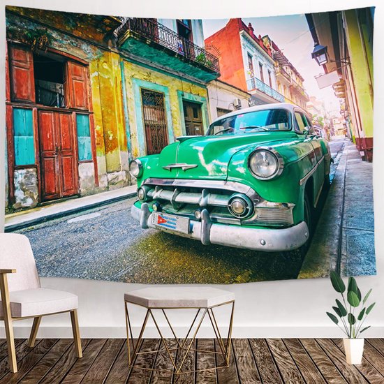 Ulticool - Auto Cuba Vintage Interior - Tapisserie - 200x150 cm - Groot tapisserie - Affiche