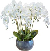 BaykaDecor - Hoge Witte Kunstbloem Orchidee met Keramische Pot - Hyperrealistische - Hoogste Kwaliteit Kunst Phalaenopsis - 80 cm