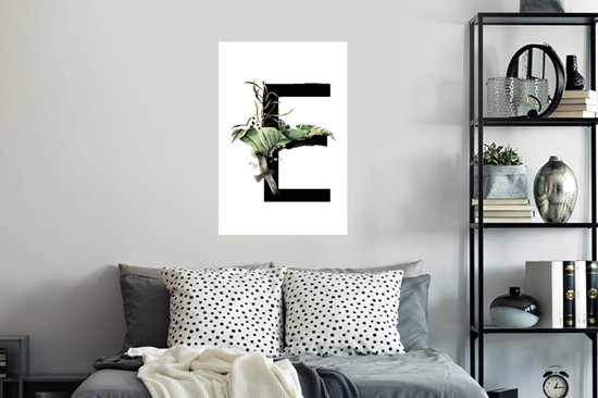 Sticker Muursticker Jungle aquarelle Lettres - Jungle lettre E - 40x60 cm - feuille autocollante - sticker mural repositionnable