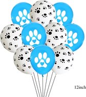10 honden ballonnen zwart wit blauw - hond - ballon - honden verjaardag - hondenfeest - huisdier - decoratie