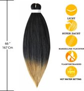 Purfect Hair – 4xProfessionele Pre-Stretched Braiding Hair – 66 cm  – 26inch – 1B/#27  – Ombre  Zwart en goudblond Nep Haar Extensions – Stijl Haar om te Vlechten