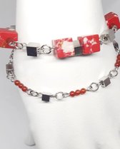 ennovycreations, keizersteen, rode agaat, ( ROOD ), 16 cm ( S ) + 4 cm verlengketting