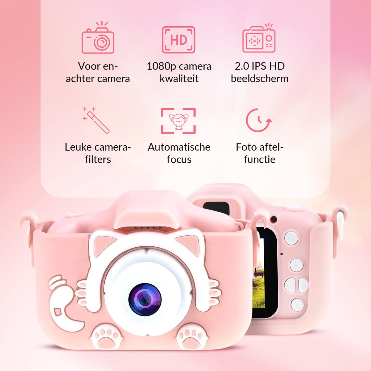 Rose VIKILEE L'appareil Photo pour Enfants Peut Imprimer des Photos Appareil Photo numérique à écran IPS de 2,4 Pouces 1080P HD Carte mémoire 32G TF Jouets pour garçons et Filles 