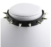 Cabantis Punk Choker - Gothic Spike Ketting - Chain met Ring&Studs - PU Leer - Unisex - Zwart