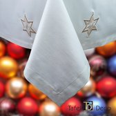 Kerst tafelkleed Stella, ecru met gouden ster, 140x220 cm.