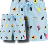 Son of beach Engels drop vader en zoon zwembroek - Pastel Blauw - Maat XL + 98/104