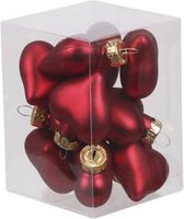 Oneiro's luxe kersthangers Mat Rood HEART - SET VAN 12 - ø4 cm - kerstbal - luxe verpakking – kerstcollectie – kerstdecoratie – kerstboomhanger – kerstversiering