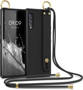 kwmobile Hoesje voor LG Velvet - Telefoonhoesje met koord en handgreep - Hoes voor smartphone in zwart