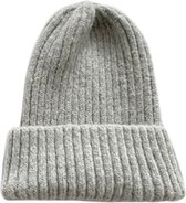 Gevoerde Muts Grijs | Wintermuts | Beanie | Damesmutsen en Herenmutsen | Acryl en Imitatiebont