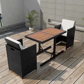 Decoways - 3-delige Bistroset met kussens poly rattan zwart