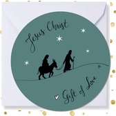 Kerstkaart rond ‘Jesus Christ Gift of Love - 10 stuks -met enveloppen - kerstkaarten