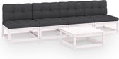 Decoways - 5-delige Loungeset met kussens massief grenenhout