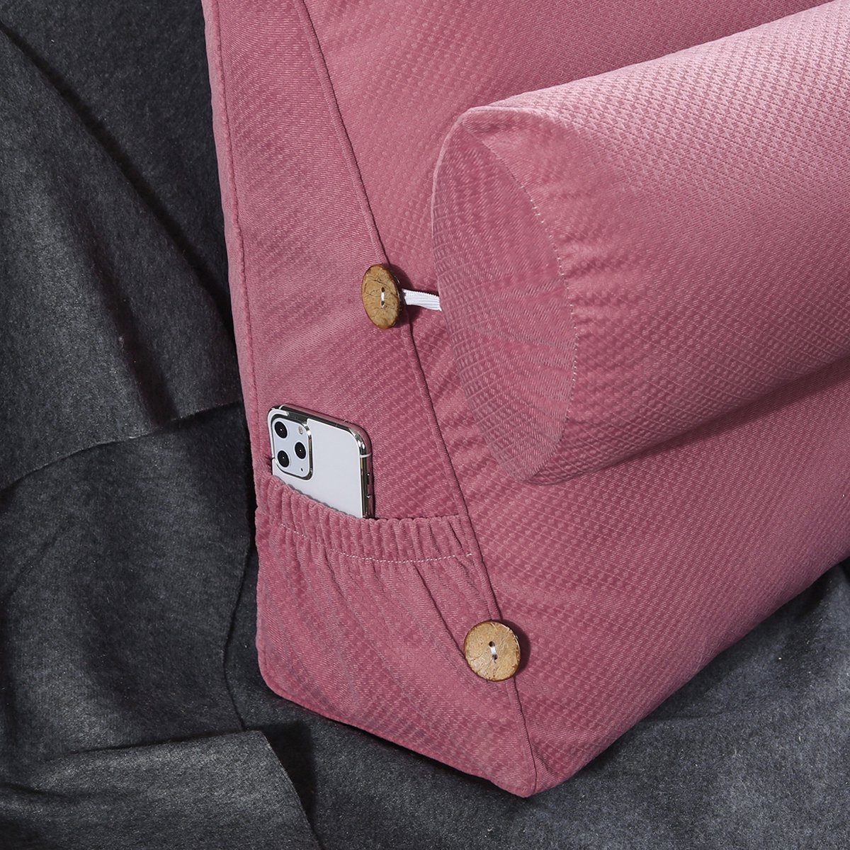 Leeskussen - 60x42x20cm Corduroy Leer | Lendensteunkussen