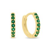 Xoo - Oorringen met Zirkonia - Goud - Goud/Groen - 10 mm - 925 zilver - Dames