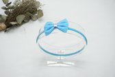 Haarband Nylon met baby strik - Kleur Licht Blauw - Haarstrik – Winter strik - Fluweel - Bows and Flowers