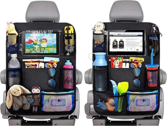 **DriveOrganizer**- Car organizer -Auto organizer- Car organizer voor kinderen-  Autostoel organizer- Car organizer met tablet houder -Multifunctioneel - Zwart - 61  x  41 cm