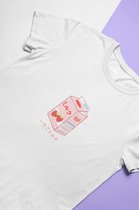 Strawberry Milk T-Shirt | Japanese Kawaii Food | Anime Merchandise | Unisex Maat M Wit