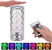 Exalight® Luxe Lamp met 16 verschillende kleuren licht - Kristalvormige sfeerlamp - Rozen schaduw - Diamant - Incl. afstandsbediening & oplader