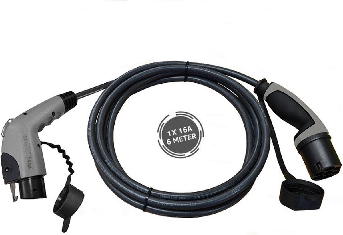 Ratio Premium Line laadkabel auto| type 2 naar type 1 | 3.7 kW | 1 fase 16A | 6 meter