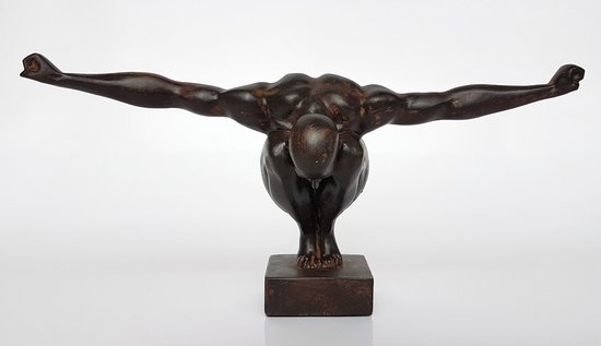 Sportman / man op voet - Zwart / grijs / antraciet - 32 x 11,5 x 14,5 cm hoog.