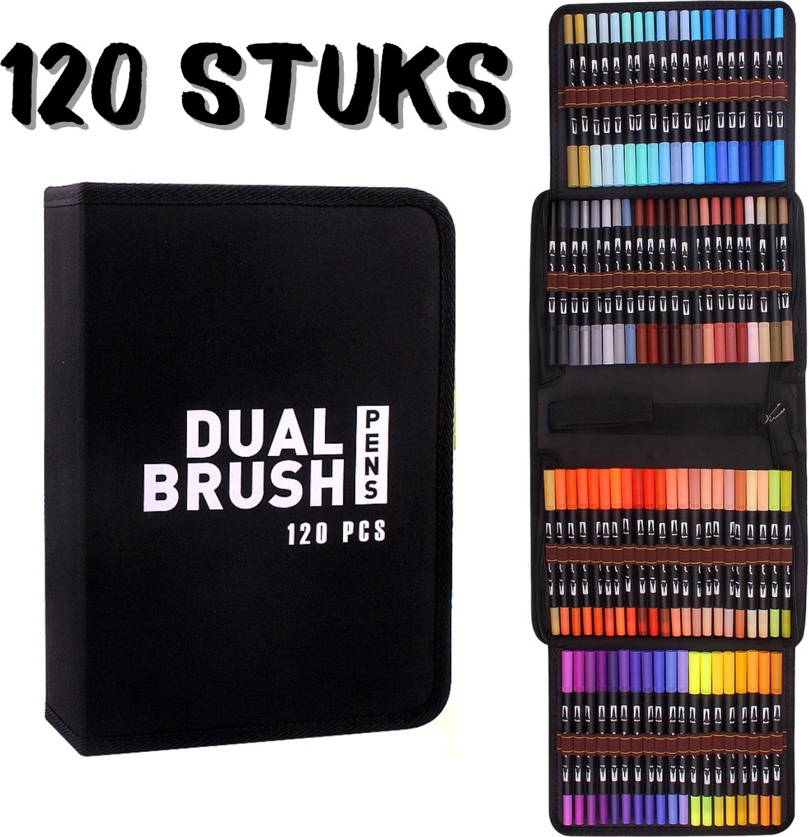 Dual Brush Pen Set, 100 kleuren Dubbele Viltstiften Pennen, Aquarel Potloden Vilt Pennen