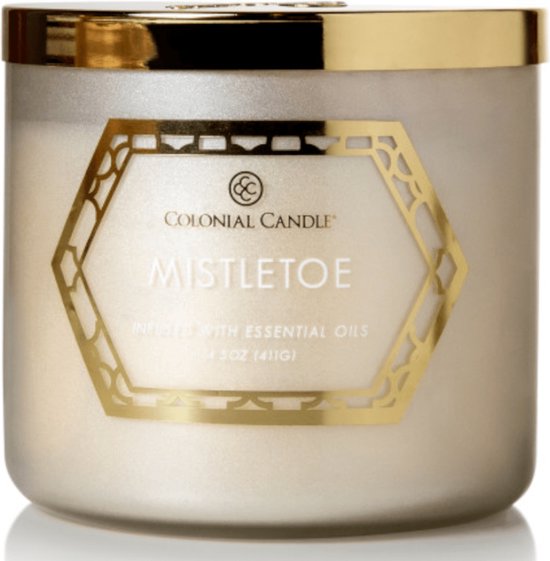 Colonial Candle - Geo Luxe - Mistletoe - 411 gram - sojablend geurkaars | winter en kerstgeur| frisse sinaasappel, kruidig davana en kaneel en een...