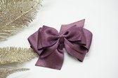 Haarstrik Satijn glitter - Amethyst 473 – Grote strik – Kerst accessoire - Haarclip - Bows and Flowers