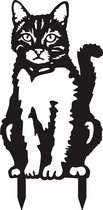 metalendier - Dierenbeeld - Zwarte kat - Poes - Tuinbeeld - NL fabrikaat