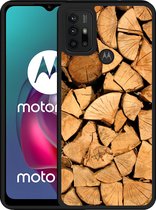 Motorola Moto G10 Hardcase hoesje Houtblokken - Designed by Cazy