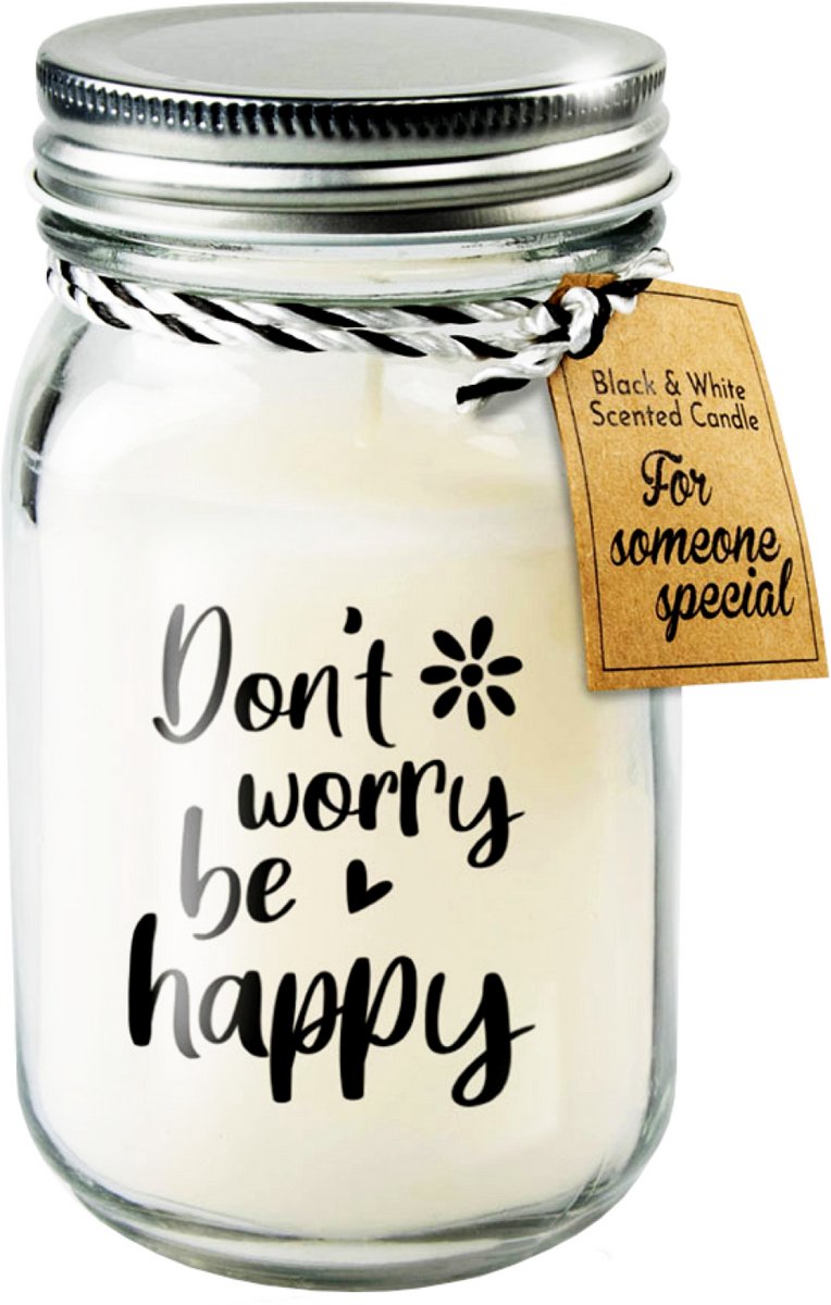 Black & White geurkaars - Don't worry be happy
