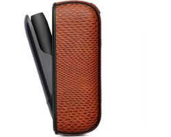KELERINO. Leren Hoes geschikt voor IQOS 3 Duo - Krokodillen - Bruin