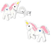 Joy|S - Zilveren eenhoorn oorbellen - 10 x 7 - unicorn