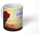 Mok - tekening van een landschap in Afrika tijdens een zonsondergang - 350 ML - Beker