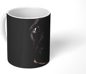 Mok - Koffiemok - Een zwarte Labrador Retriever op een zwarte achtergrond - Mokken - 350 ML - Beker - Koffiemokken - Theemok