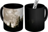 Magische Mok - Foto op Warmte Mok - Maan - Bomen - Zwart - 350 ML