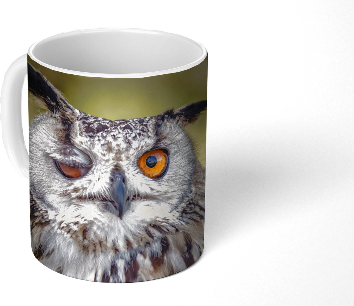 Mok - Koffiemok - Uil - Oog - Oranje - Mokken - 350 ML - Beker - Koffiemokken - Theemok