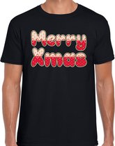 Merry xmas fout Kerst t-shirt - zwart - heren - Kerstkleding / Kerst outfit XL