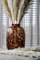 Cheetah vaas | Bruin stevig glas | Zijden bloemen| Interieur voorjaar | Cheetah brown glass medium vase | Tijgervaas | Interieur | Wonen | Cadeautip | Decoratie | Valentijn | Ø25 x