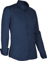 Giovanni Capraro Overhemd | heren overhemd | effen blauw | stretch  | L