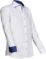 Giovanni Capraro Overhemd | heren overhemd | navy contrastbies | Wit | L