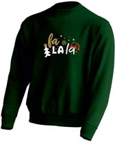 DAMES Kerst sweater -  FA LA LA - kersttrui - GROEN - large -Unisex