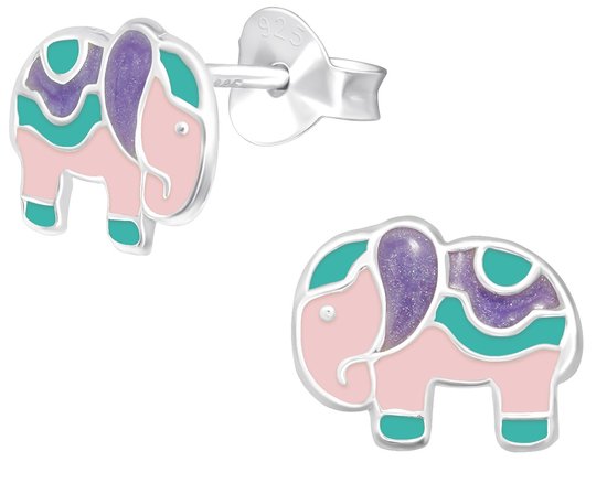 Joy|S - Zilveren olifant oorbellen - 10 x 8 mm - kinderoorbellen