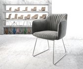 Gestoffeerde-stoel Elda-Flex met armleuning slipframe roestvrij staal fluweel grijs