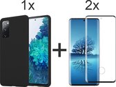 Samsung S20 Plus Hoesje - Samsung galaxy S20 Plus hoesje zwart siliconen case hoes cover hoesjes - Full Cover - 2x Samsung S20 Plus screenprotector