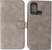 Motorola Moto G60 Hoesje - Book Case Telefoonhoesje - Kaarthouder Portemonnee Hoesje - Wallet Case - Grijs