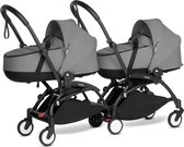 Babyzen YOYO² CONNECT buggy duowagen met 2 reiswiegen - zwart frame en kleur grijs