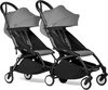 Babyzen YOYO² CONNECT buggy duowagen voor 2 kindjes van 6 mnd+ - zwart frame en kleur grijs